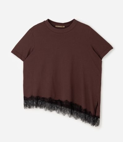 Blusa Manga Corta con Encaje Irregular en el Ruedo Curve & Plus Size 5