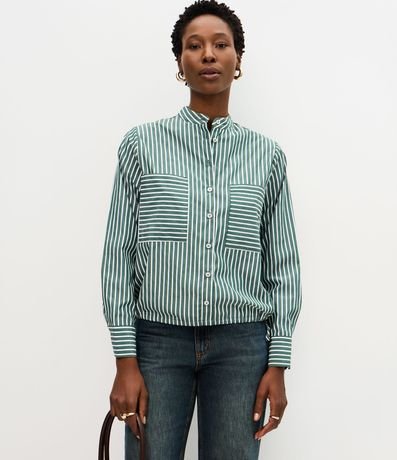 Camisa en Tricolina con Estampa Rayada