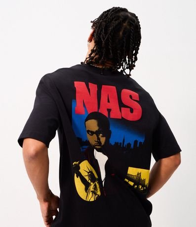 Remera Relaxed en Algodón con Estampa Rapper NAS