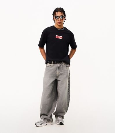 Remera Relaxed en Algodón con Estampa Rapper NAS 2