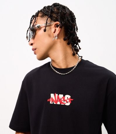 Remera Relaxed en Algodón con Estampa Rapper NAS 3