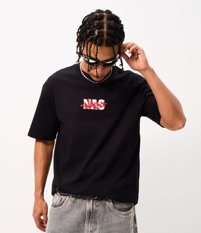 Remera Relaxed en Algodón con Estampa Rapper NAS 4