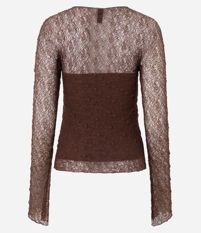 Blusa Manga larga Texturizada con Manga Evasê y Transparencia 3