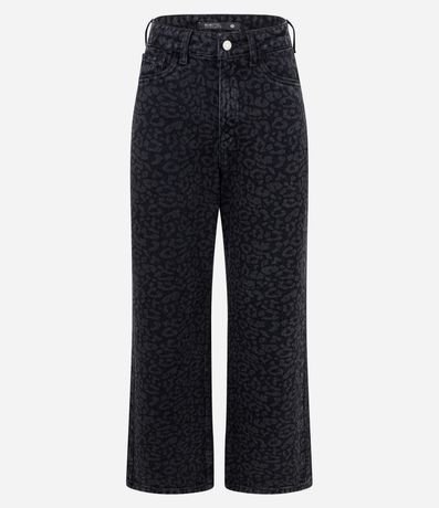 Pantalón Recto Cropped en Jeans con Cintura Alta y Estampa Animal Print 6
