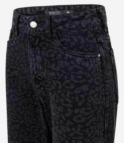 Pantalón Recto Cropped en Jeans con Cintura Alta y Estampa Animal Print 7