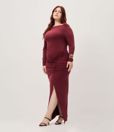 Vestido Midi en Poliamida con Fruncido Lateral y Escote Degagê Curve & Plus Size 1