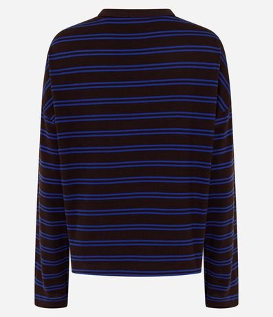 Blusa Oversize de Algodón con Rayas y Cuello Contrastante 2