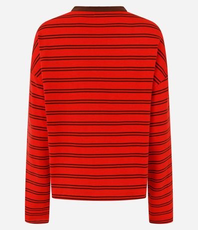 Blusa Oversize de Algodón con Rayas y Cuello Contrastante 2