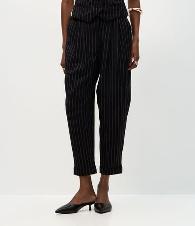 Pantalón Carrot Sastrería con Estampa Rayada 3