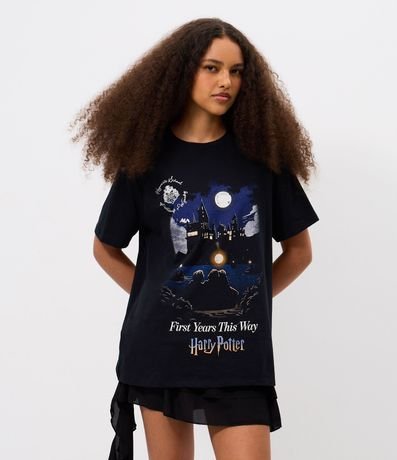 Remera en Algodón con Estampado Harry Potter Hogwarts