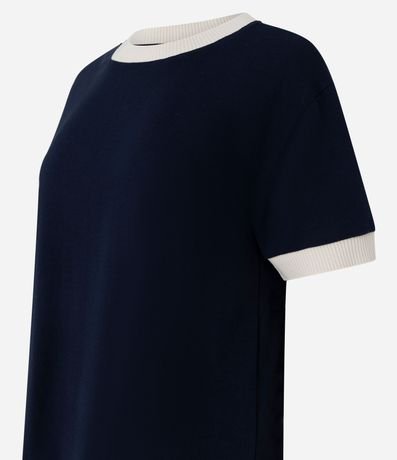 Blusa en Algodón con Cuello y Bajo de las Mangas Contrastante 2