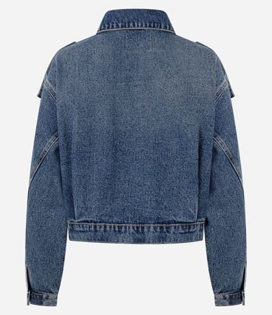 Campera Bomber en Jeans con Recortes Balonê y abotonado 6