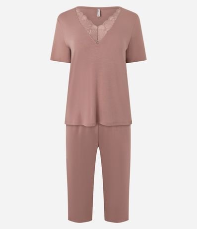Pijama Largo en Viscolycra con Detalle en Encaje 5