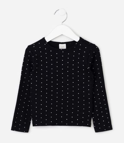 Blusa Slim Infantil en Rib con Brillo de Lunares – Talle 1 a 6 años