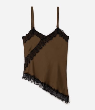 Blusa Musculosa en Satén con Encaje y Bajo Asimétrico Curve & Plus Size 6