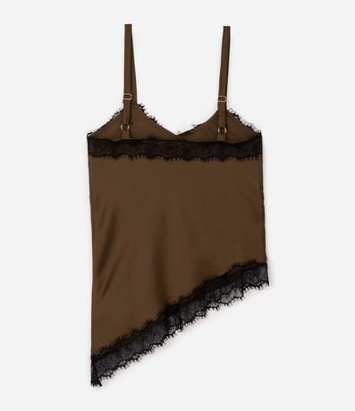 Blusa Musculosa en Satén con Encaje y Bajo Asimétrico Curve & Plus Size 7