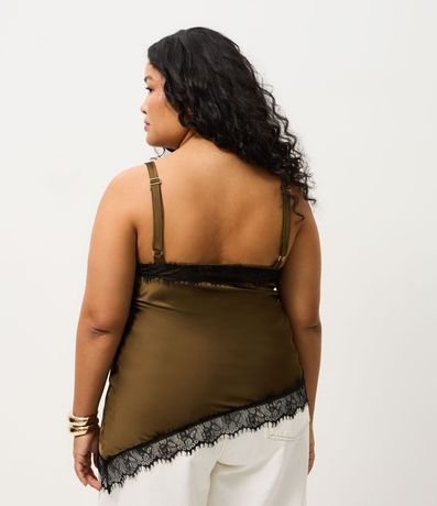 Blusa Musculosa en Satén con Encaje y Bajo Asimétrico Curve & Plus Size 5