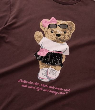 Remera Over Infantil con Estampa de Oso Marron - Talle 5 a 16 años 5
