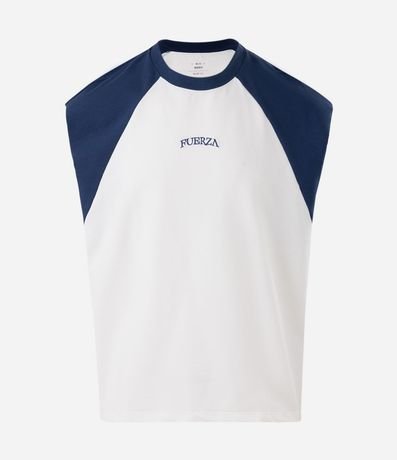 Musculosa Boxy en Algodón Raglán con Lettering Fuerza