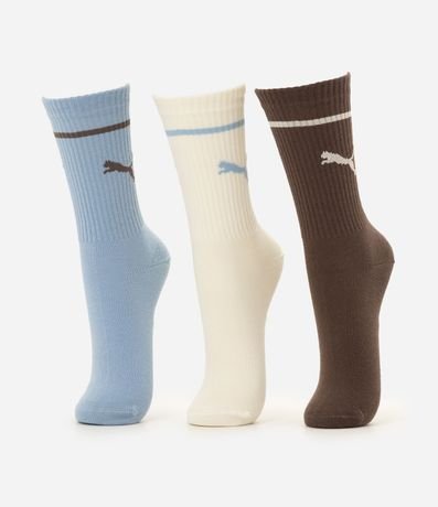 Kit 03 Medias Caña Larga Deportivas Puma
