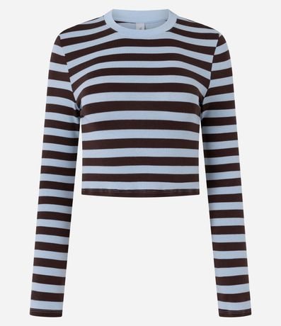 Blusa Cropped en Rib con Rayas