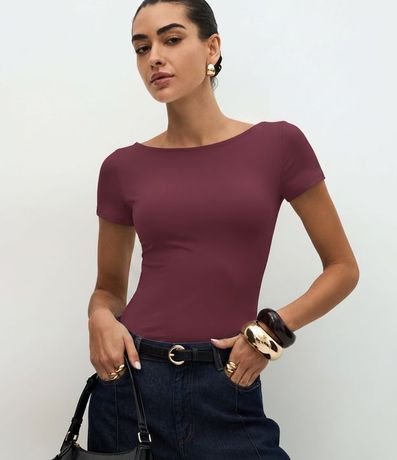 Blusa Regular en Poliamida con Escote Bote