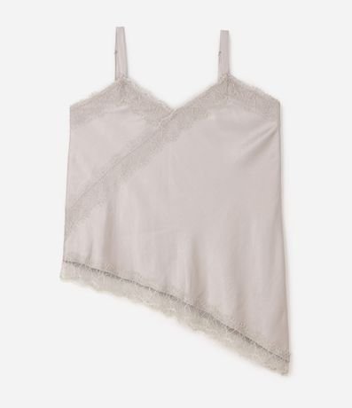 Blusa Alargada en Satén con Encaje Curve & Plus Size