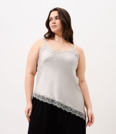 Blusa Alargada en Satén con Encaje Curve & Plus Size 4