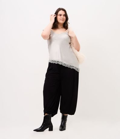 Blusa Alargada en Satén con Encaje Curve & Plus Size 5