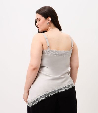 Blusa Alargada en Satén con Encaje Curve & Plus Size 8