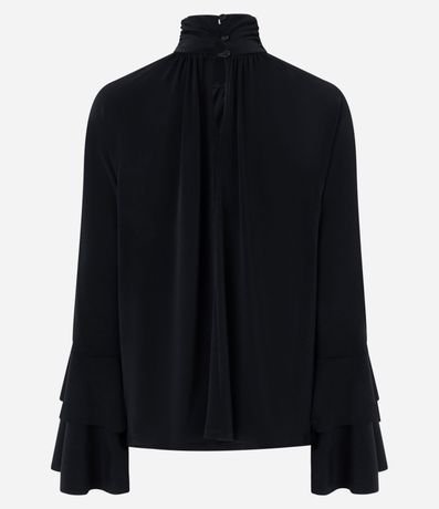 Blusa Bata con Mangas Amplias y Volados en Capas 3