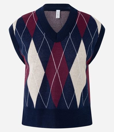 Chaleco en Punto con Estampado de Cuadros Argyle 5