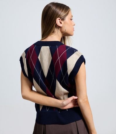 Chaleco en Punto con Estampado de Cuadros Argyle 4