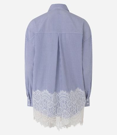 Camisa Oversize de Tricoline con Rayas y Detalle de Renda 3