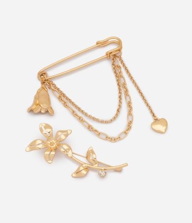 Kit 02 Broches en Metal con Formato de Flor