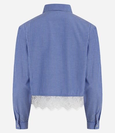 Camisa Cropped en Tricolina Raya de tiza con encaje 7