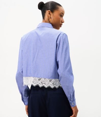 Camisa Cropped en Tricolina Raya de tiza con encaje 4