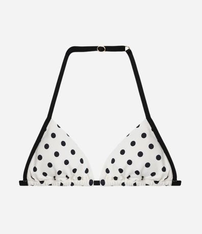 Bikini Top Triangular Fruncido con Estampa de Lunares