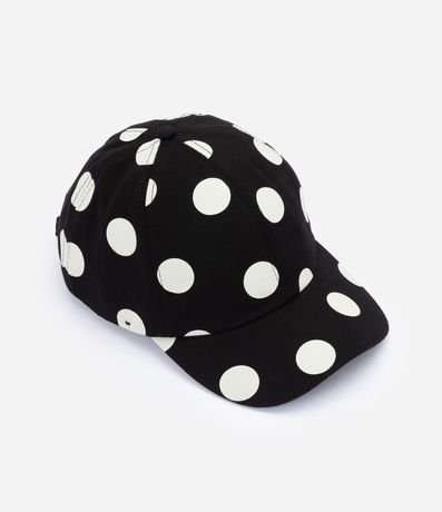 Gorra en Sarga con Aba Curva y Estampa de Lunares 2