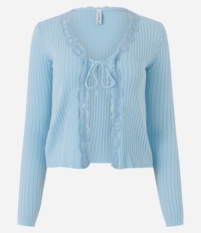 Blusa en Punto Canelado con Detalle en Encaje y Lazo 5
