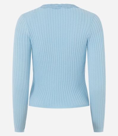 Blusa en Punto Canelado con Detalle en Encaje y Lazo 7