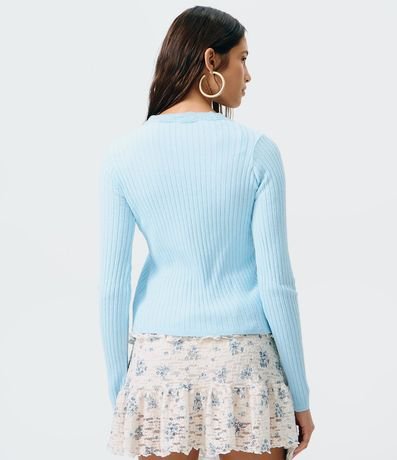 Blusa en Punto Canelado con Detalle en Encaje y Lazo 4
