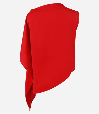 Blusa Satinada Asimétrica con Adornos en el Hombro 7