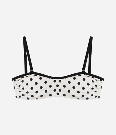 Bikini Top Bandeau con Estampa de Lunares
