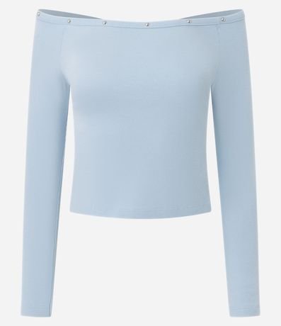 Blusa en Viscosa con Escote Hombro a Hombro y Piedras en el Escote 6