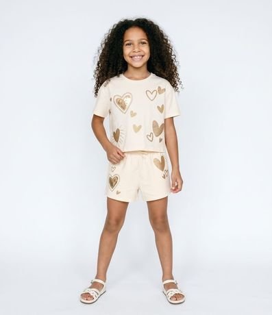 Remera Infantil en Algodón con Lentejuela de Corazones - Talle 5 a 16 años 1