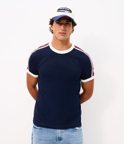 Remera Regular en Algodón con Rayas en los Hombros 4